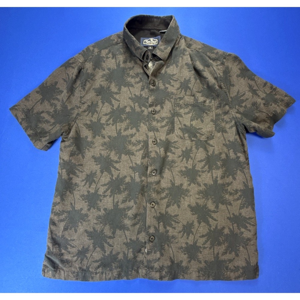 Nat Nast Silk Cotton Shadow Palm Tree Print in Smoke Black Shirt Mens Size M